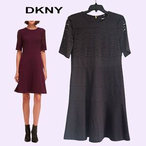 DKNY NEW Goth-Glam Laser Cut Fit & Flare Ponte Dress 8